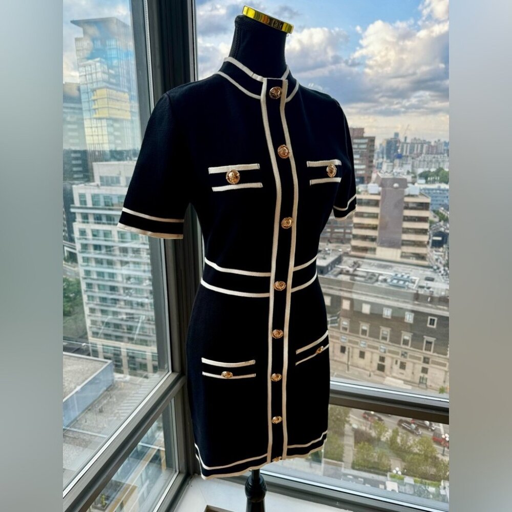 🆕KARL LAGERFELD🧿 NWT Classic Knit Dress with Embroidered Monogram, Black, Sz S - Picture 8 of 16